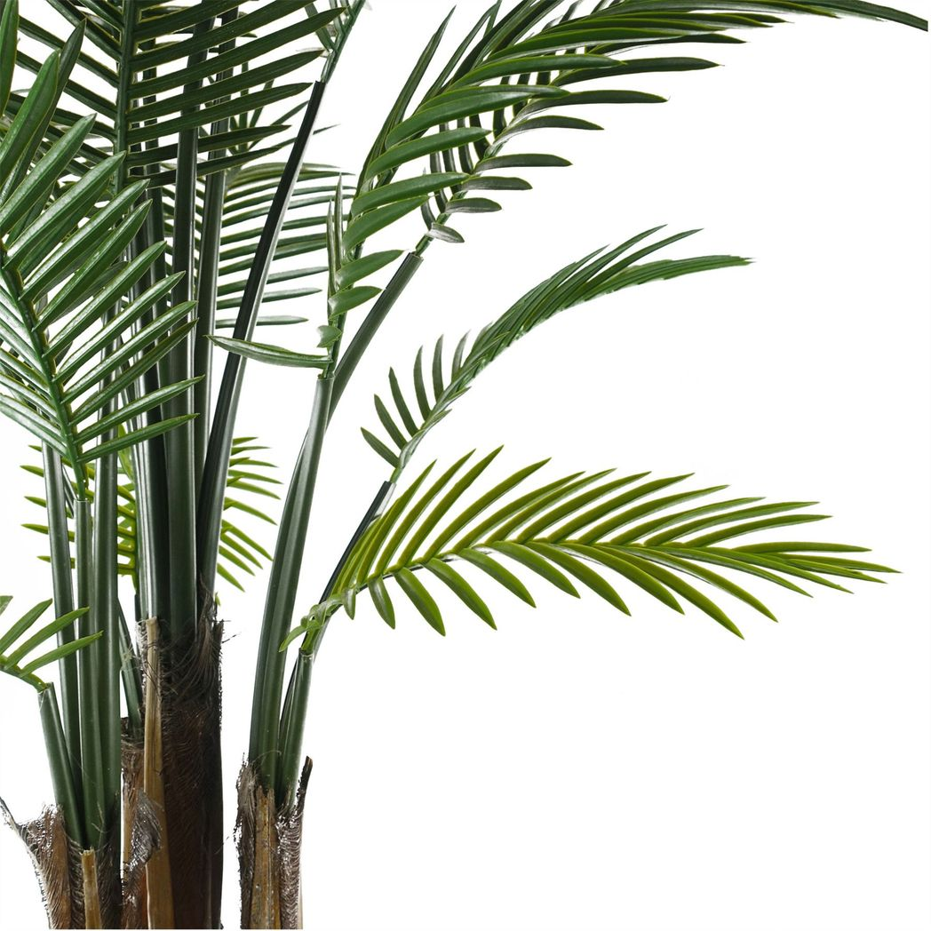 Leaf 125cm UV Resistant Artificial Raphis Palm Tree with Natural Trunk in Weighted Black Plastic Pot