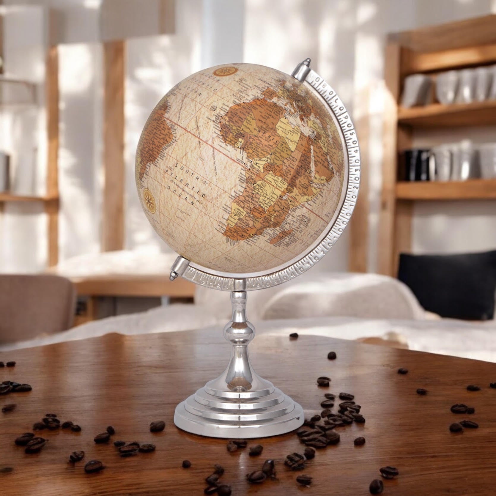 MSL 50cm Decorative Globe with Nickel Base, Hand Finished