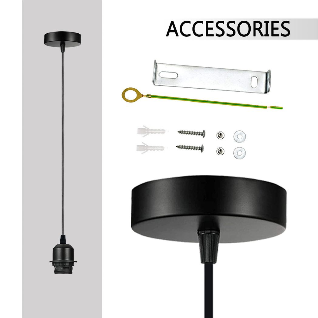 2 Pack Industrial French Gold Pendant Light Fitting, Lampshade Holder Fitting Set With PVC Cable.