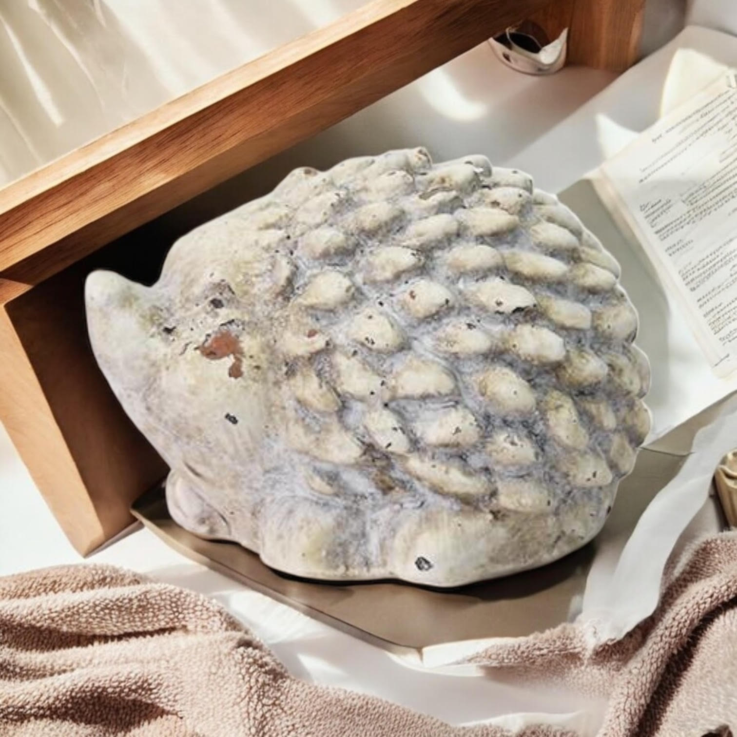 MSL 10cm Cream Cement Hedgehog Garden Ornament