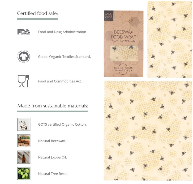 Beeswax food wraps certified food safe