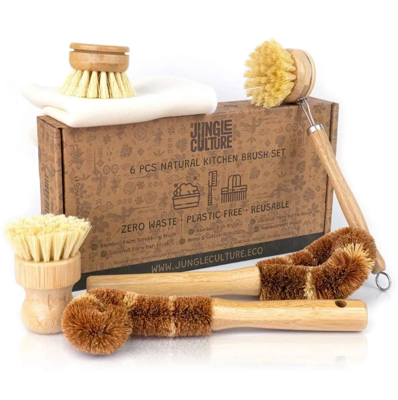 bamboo dish brushes cleaning set