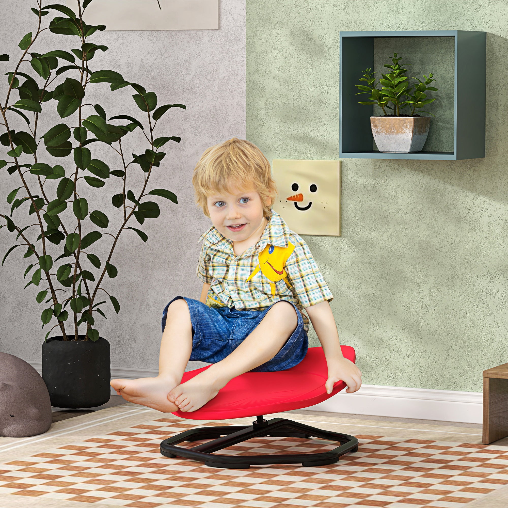 AIYAPLAY Autism Sit and Spin Chair for Balance & Coordination, Red