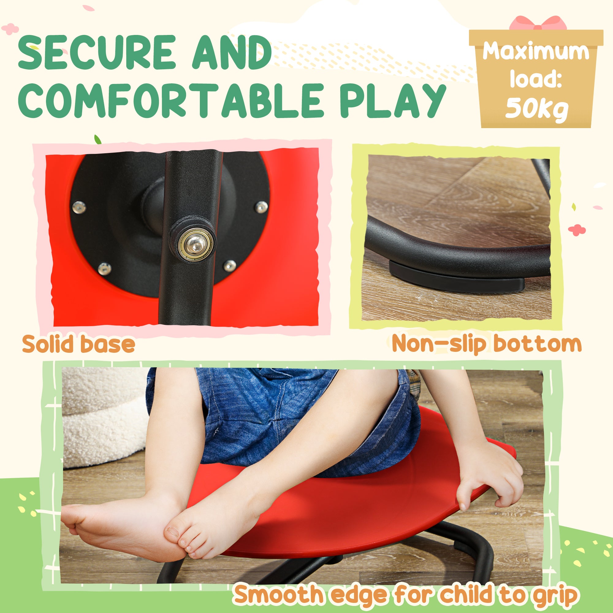 AIYAPLAY Autism Sit and Spin Chair for Balance & Coordination, Red