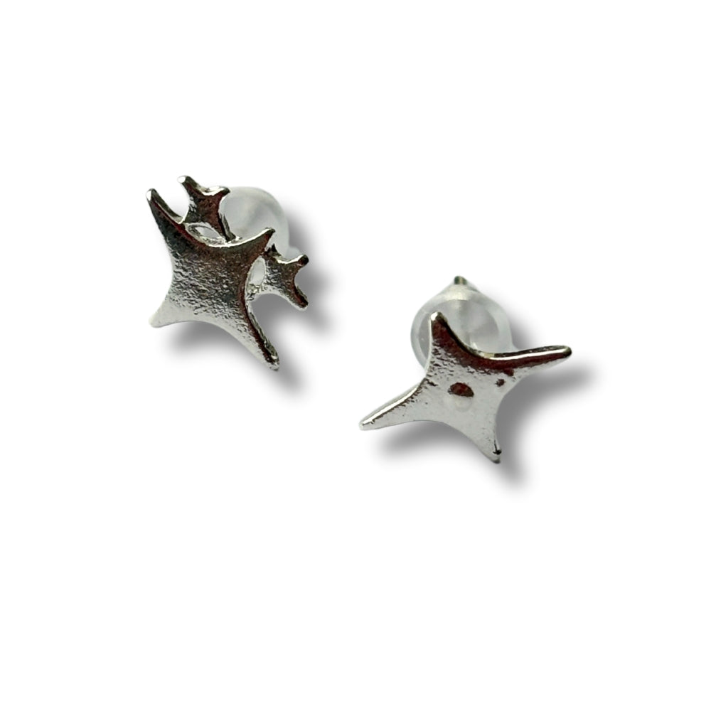 Sparkling Star Sterling Silver Stud Earrings