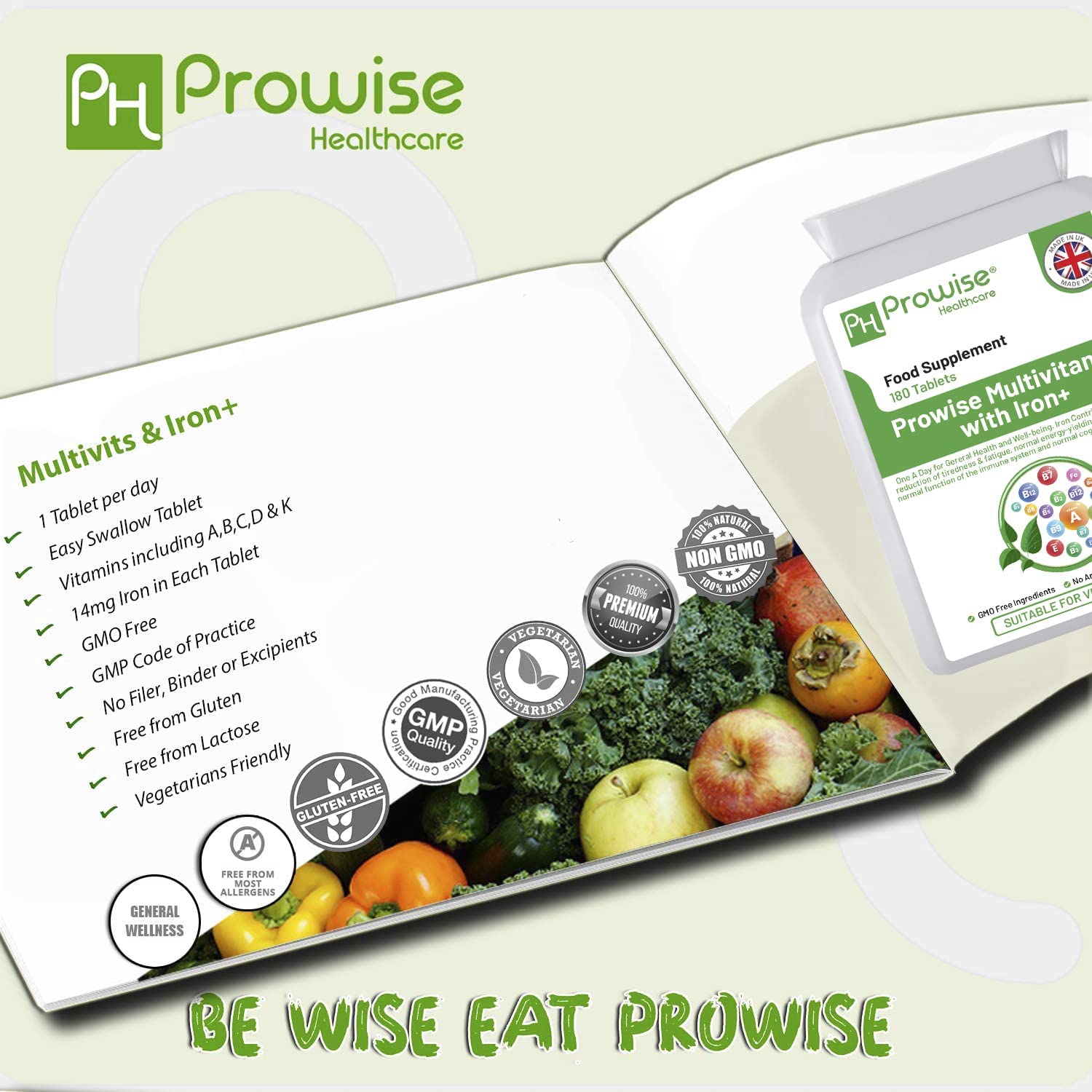 Prowise Healthcare Multivits and Iron+ Tablets, 180 Tablets