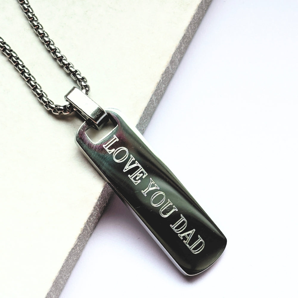 Personalised Men's Long Bar Chain Necklace