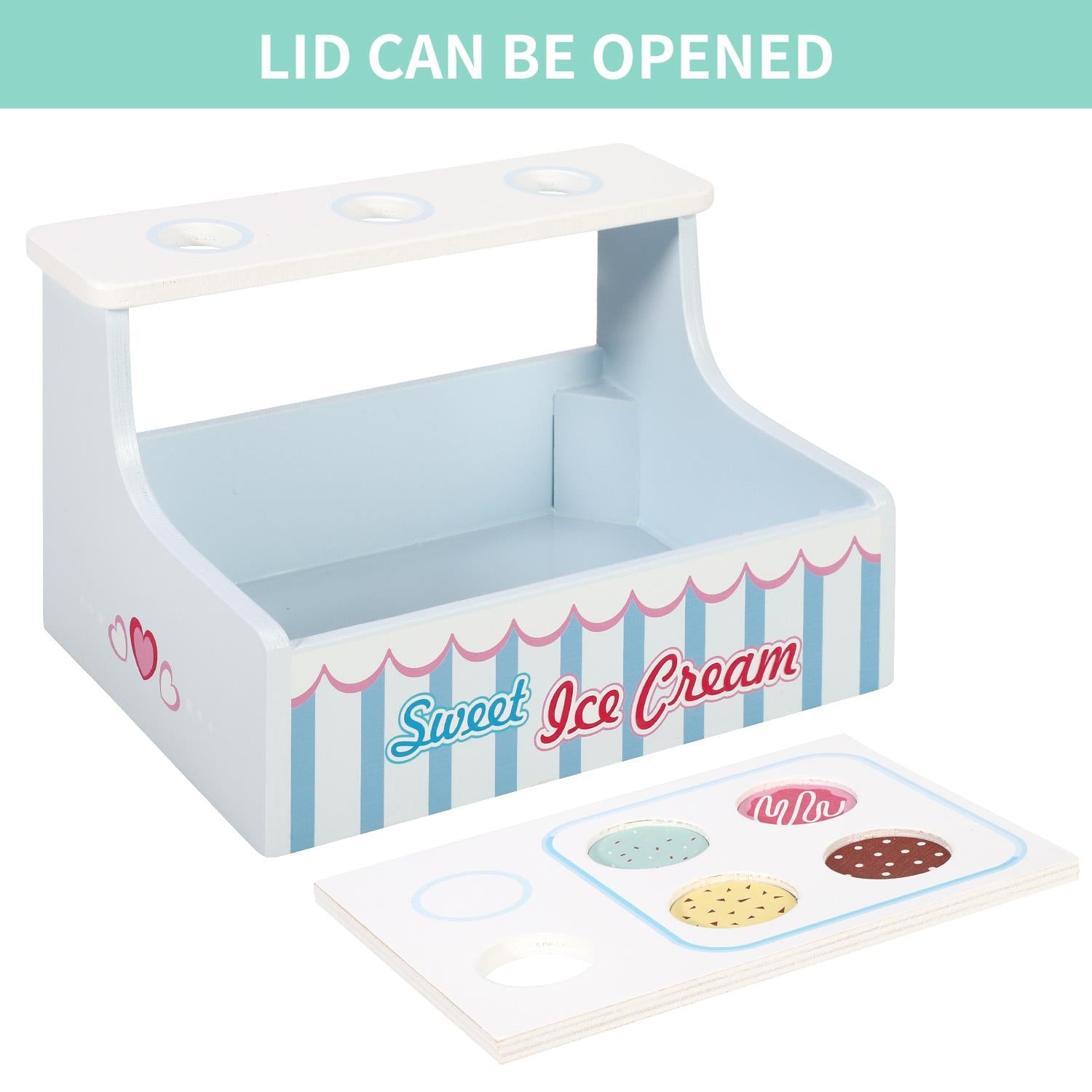 SOKA Mini Ice Cream Shop Play Set with Cones, Toppings & Scoop
