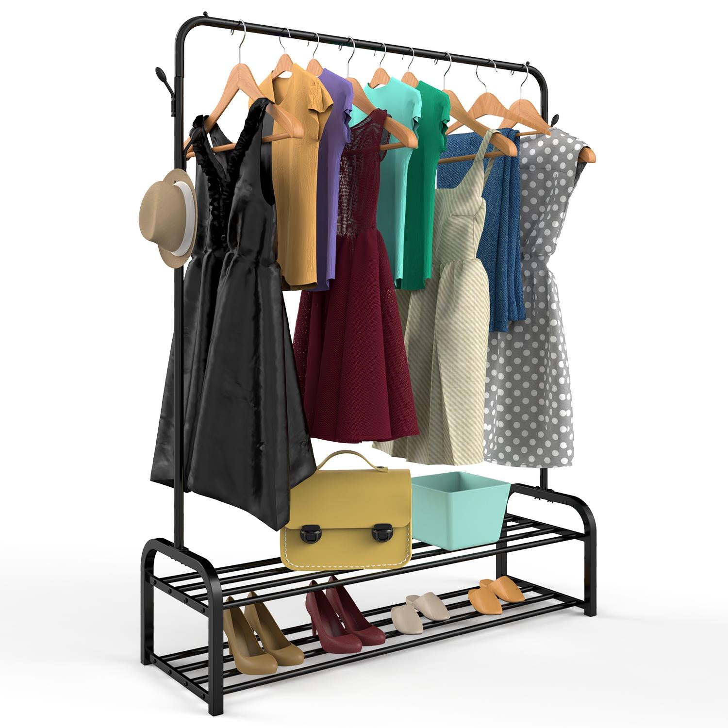 Vinsani Deluxe Multifunctional Entryway Organiser Clothes Rail and Shoe Rack