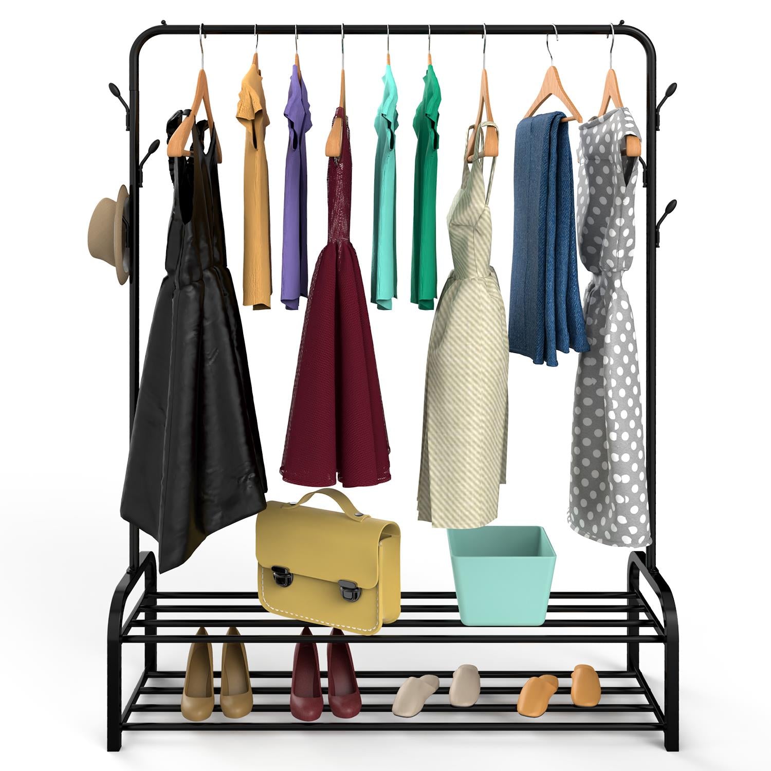 Vinsani Deluxe Multifunctional Entryway Organiser Clothes Rail and Shoe Rack