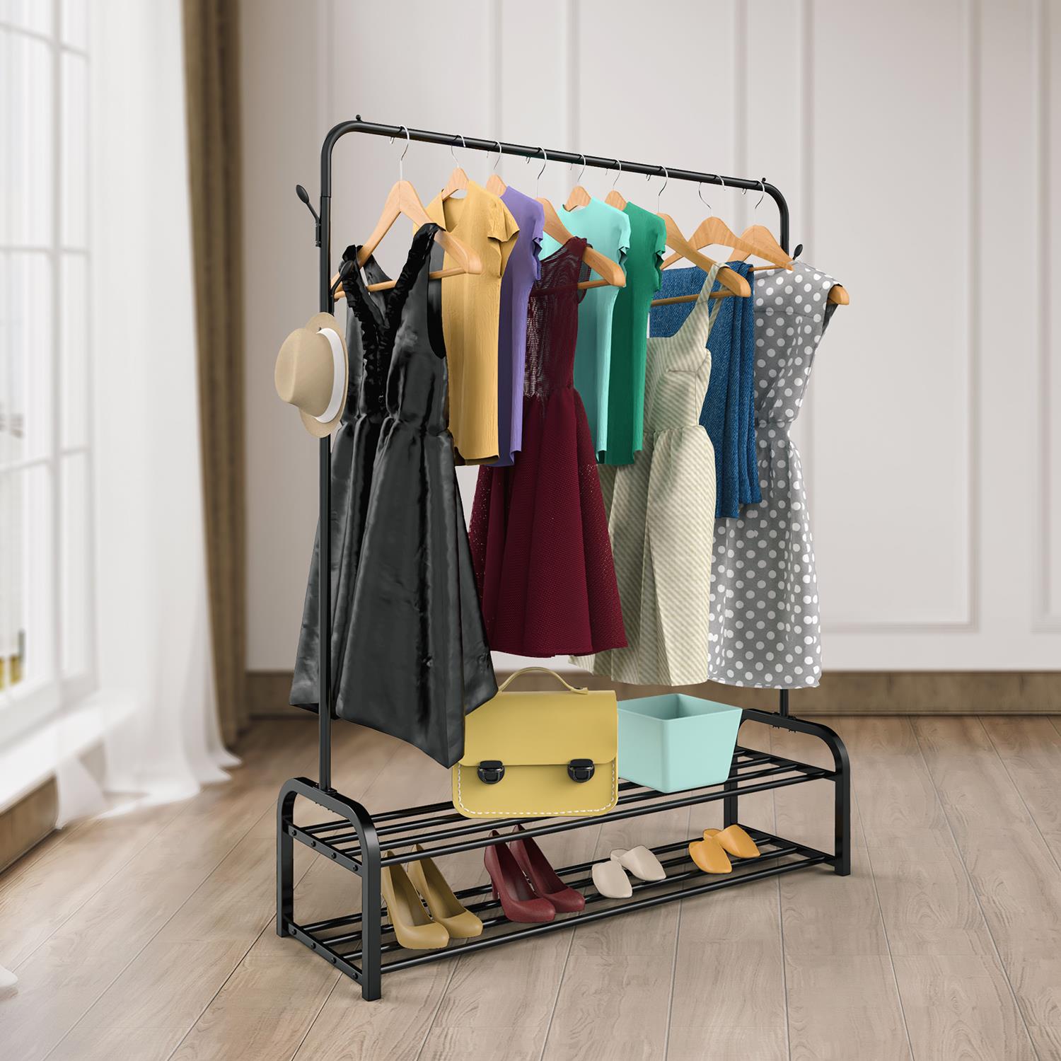 Vinsani Deluxe Multifunctional Entryway Organiser Clothes Rail and Shoe Rack