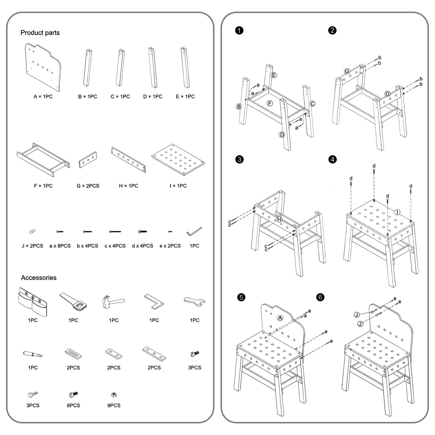 SOKA My First Wooden Workbench Pretend Play Toy for Kids