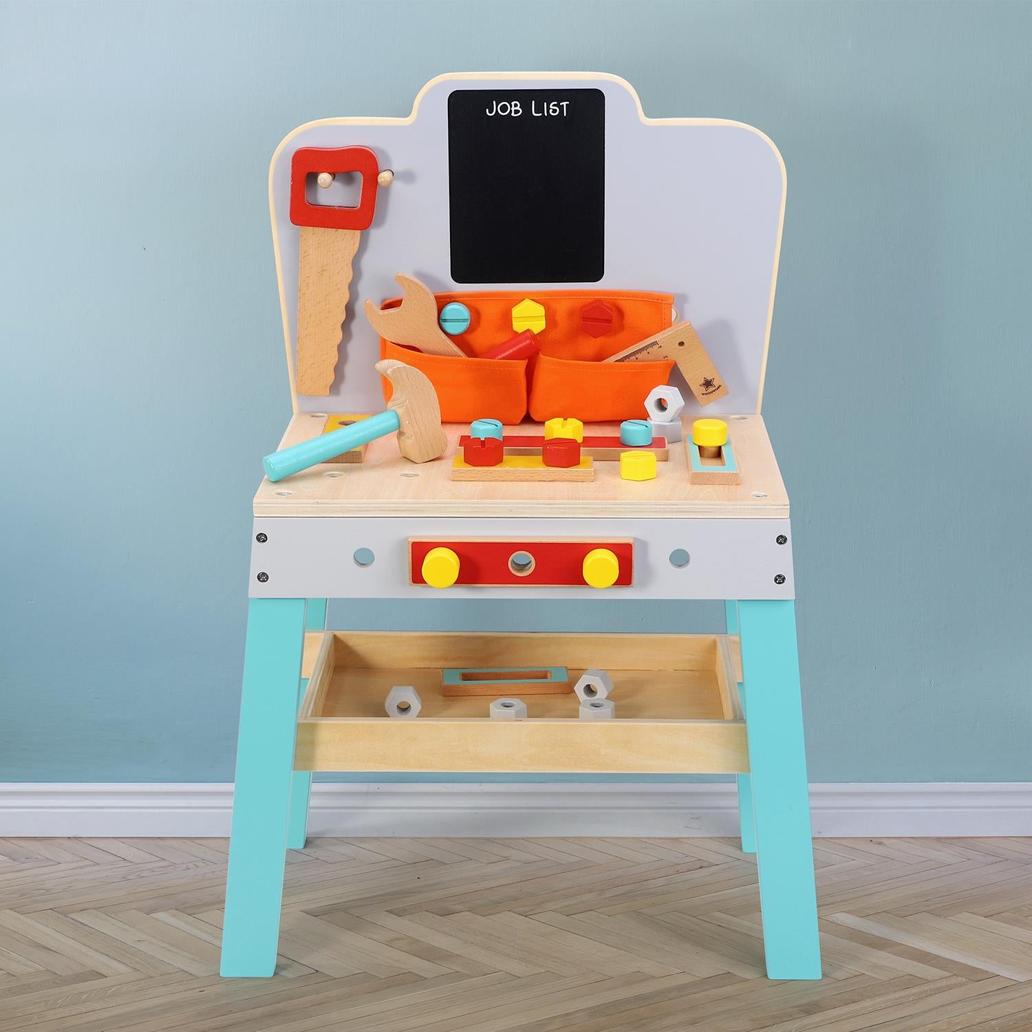 SOKA My First Wooden Workbench Pretend Play Toy for Kids
