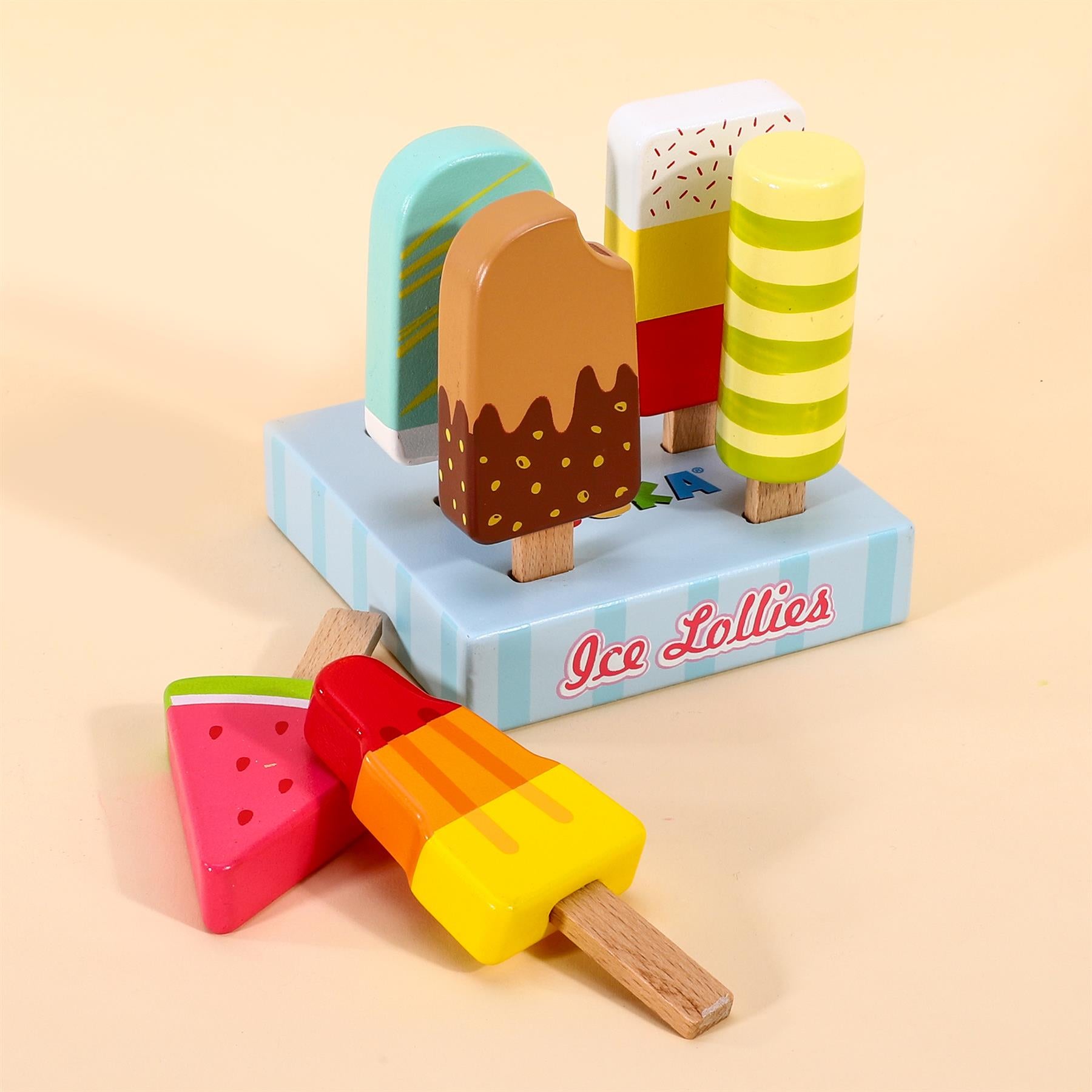 SOKA Play Imagine Learn Wooden Ice Lollies 7-Piece Toy Playset