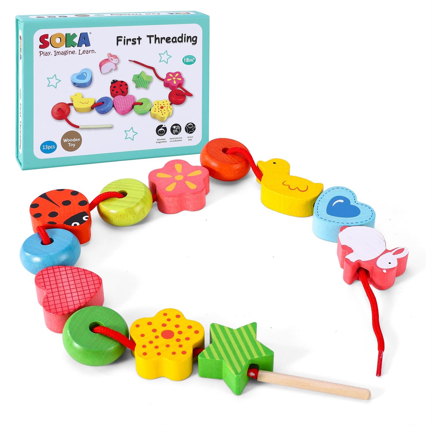 SOKA First Threading Colourful Lacing Blocks for Kids