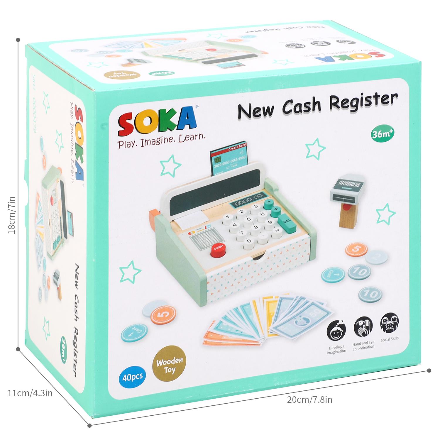 SOKA Play Imagine Learn Wooden Cash Register Playset