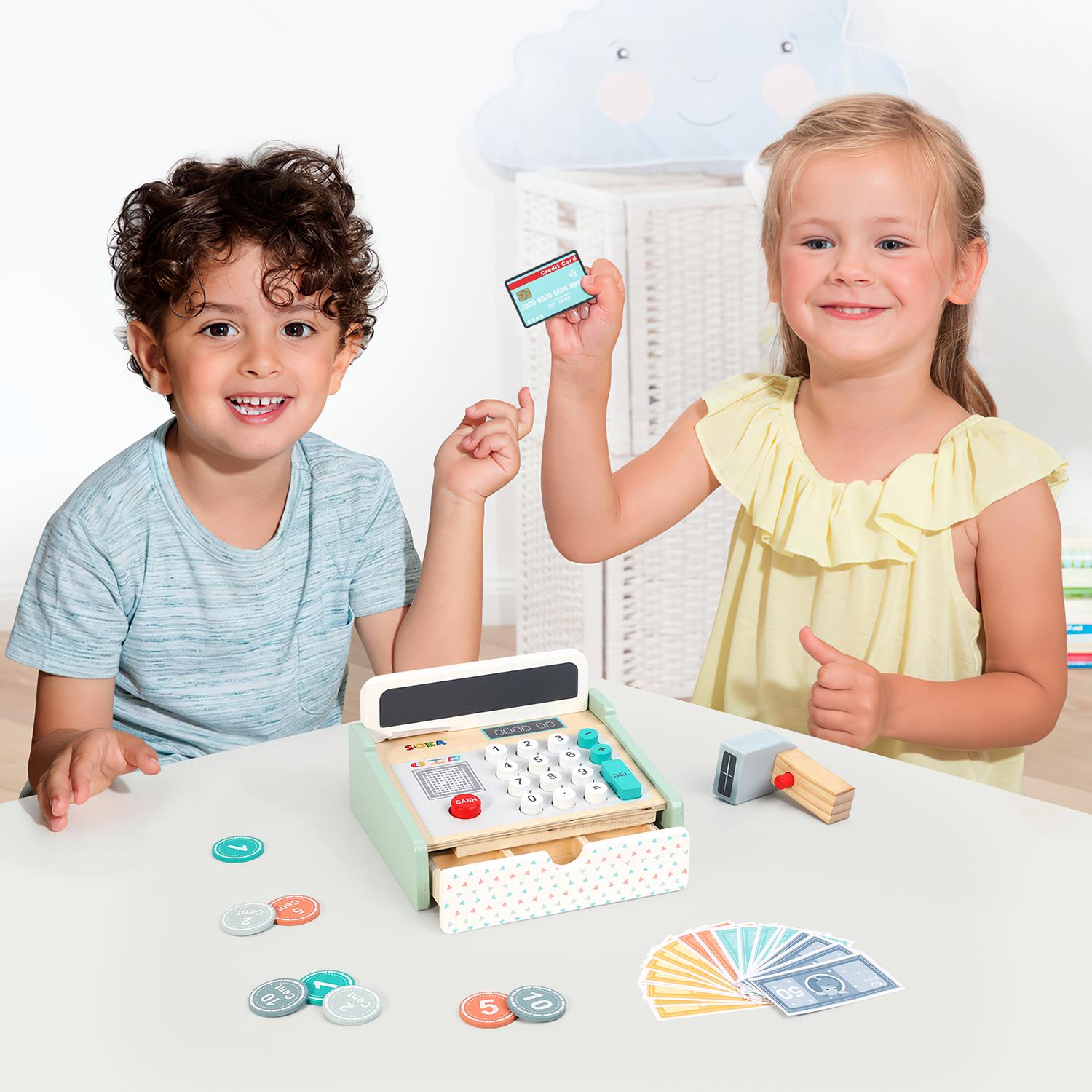 SOKA Play Imagine Learn Wooden Cash Register Playset