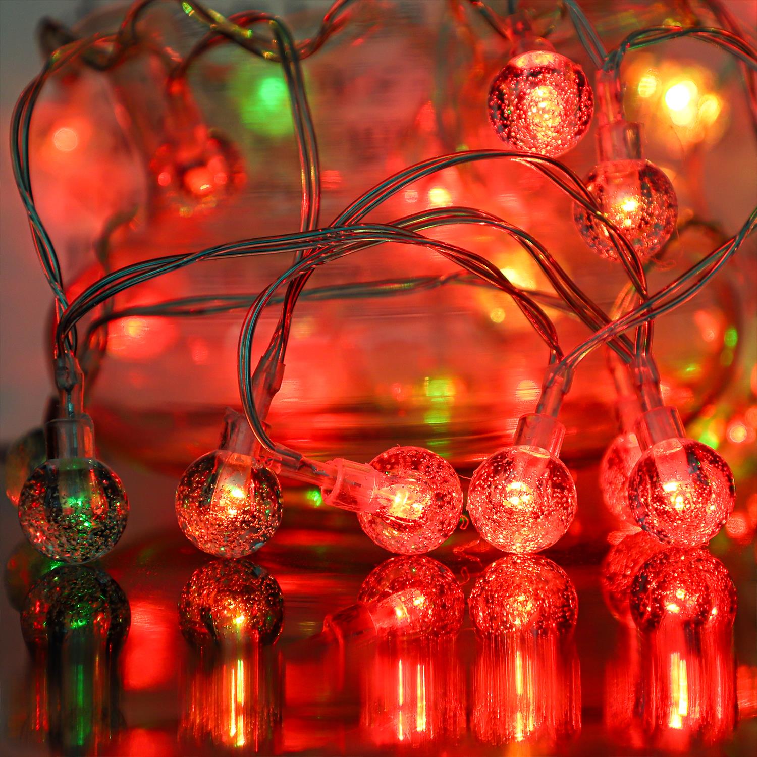 Vinsani 26ft 60 LED Globe Fairy String Lights, Battery Operated, 7 Lighting Modes, IP67 Waterproof