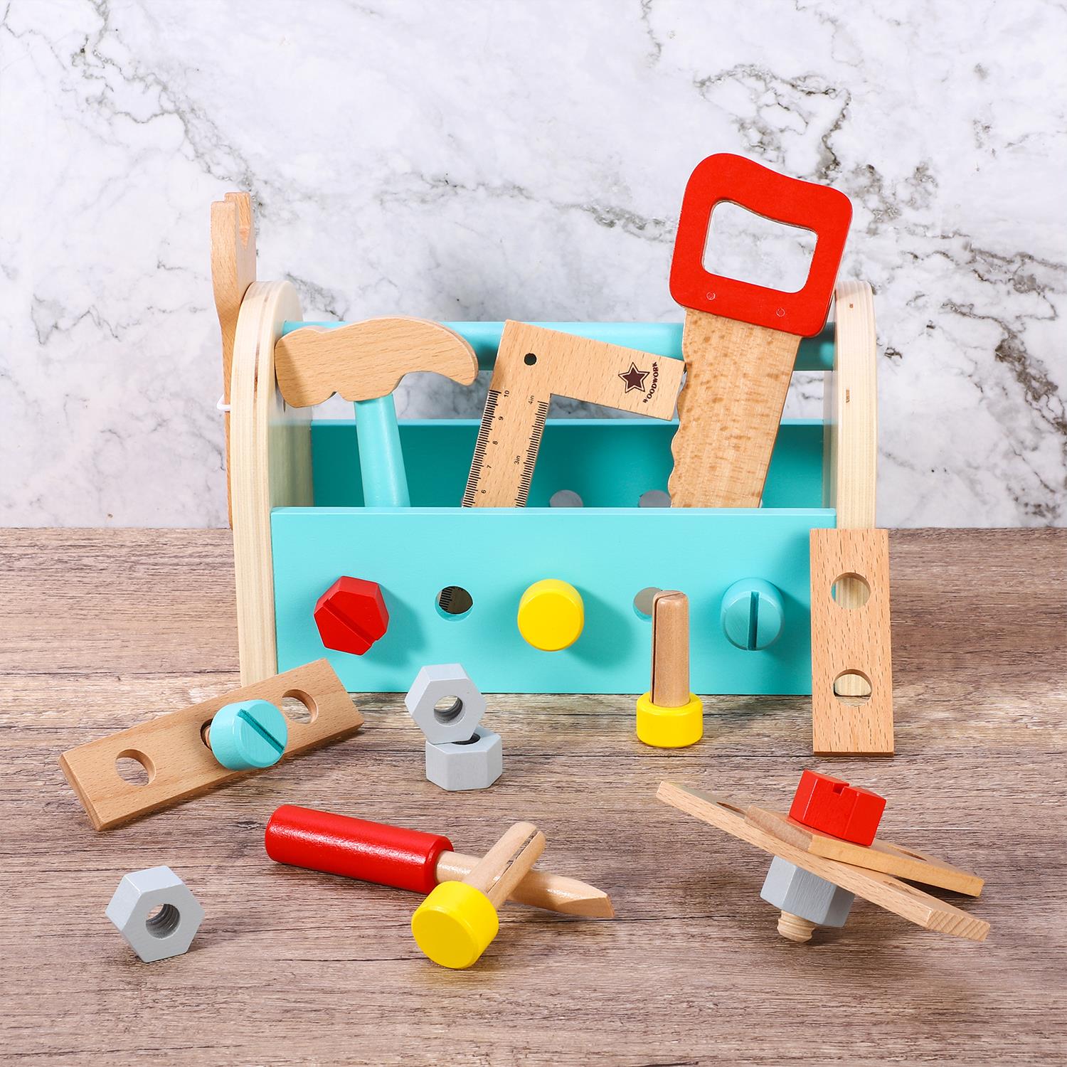 SOKA Play Imagine Learn My First Tool Box Wooden Pretend Play Toy for Little Builders