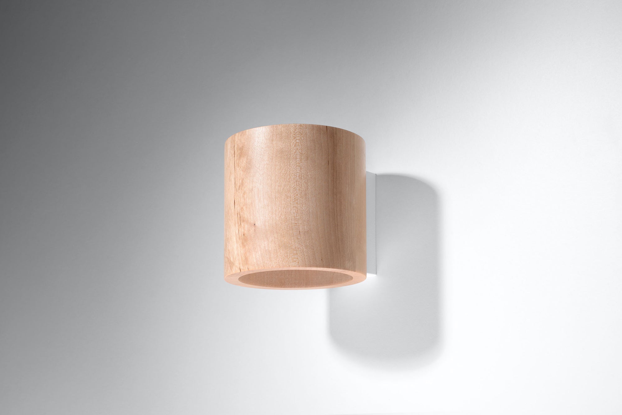 Wall Lamp ORBIS Up/Down Natural Wood Round Tube Boho Design LED G9