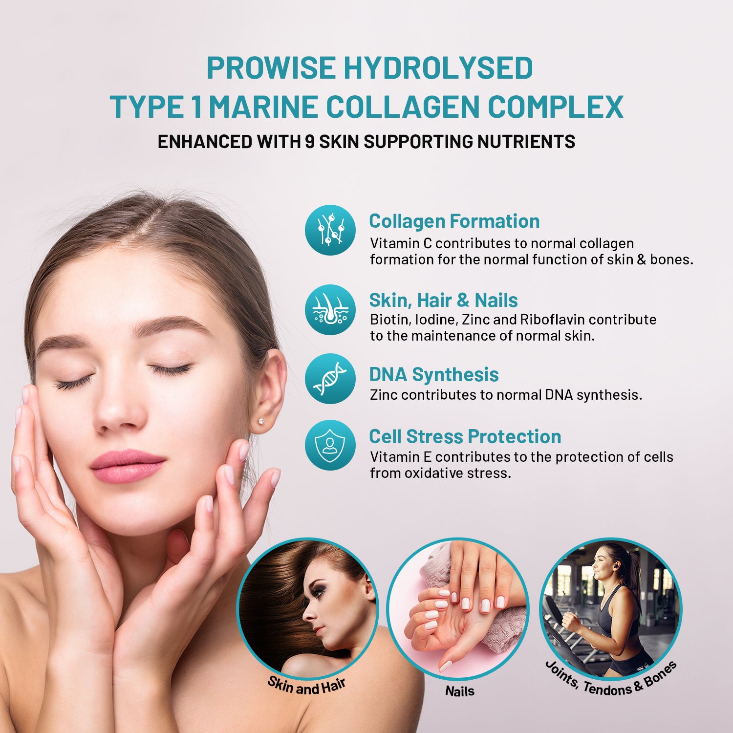 Marine Collagen Complex with Hyaluronic Acid 1100mg, 90 Capsules, Made in UK by Prowise