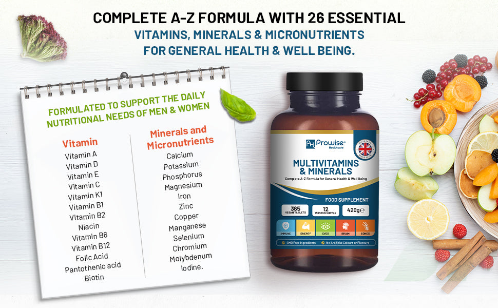 Prowise Healthcare A-Z Multivitamins & Minerals, 365 Vegan Tablets, 26 Active Vitamins & Minerals