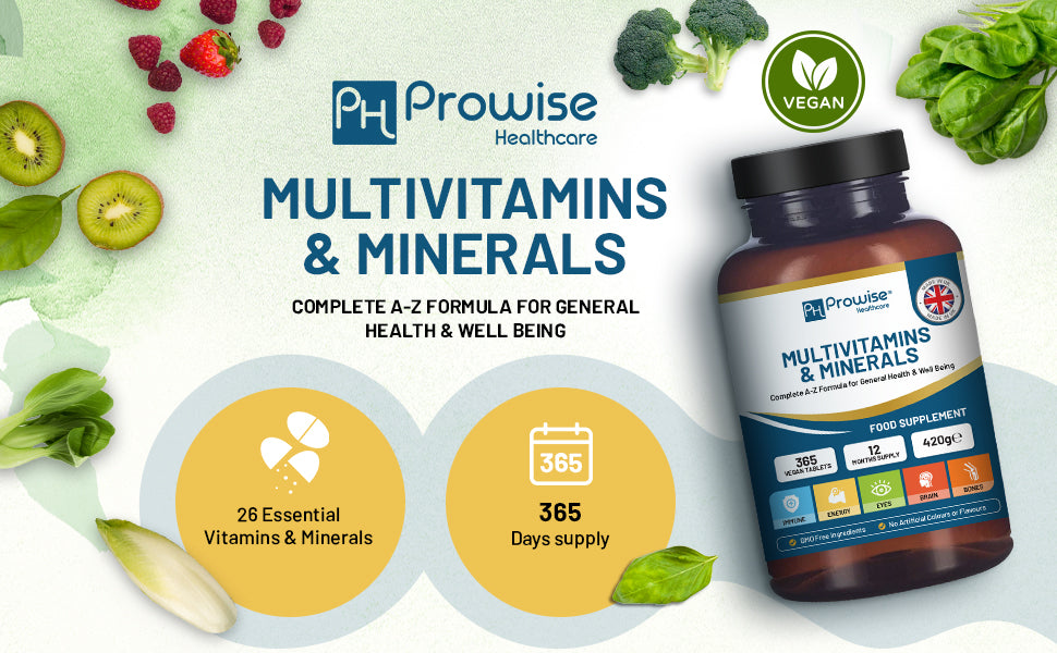 Prowise Healthcare A-Z Multivitamins & Minerals, 365 Vegan Tablets, 26 Active Vitamins & Minerals