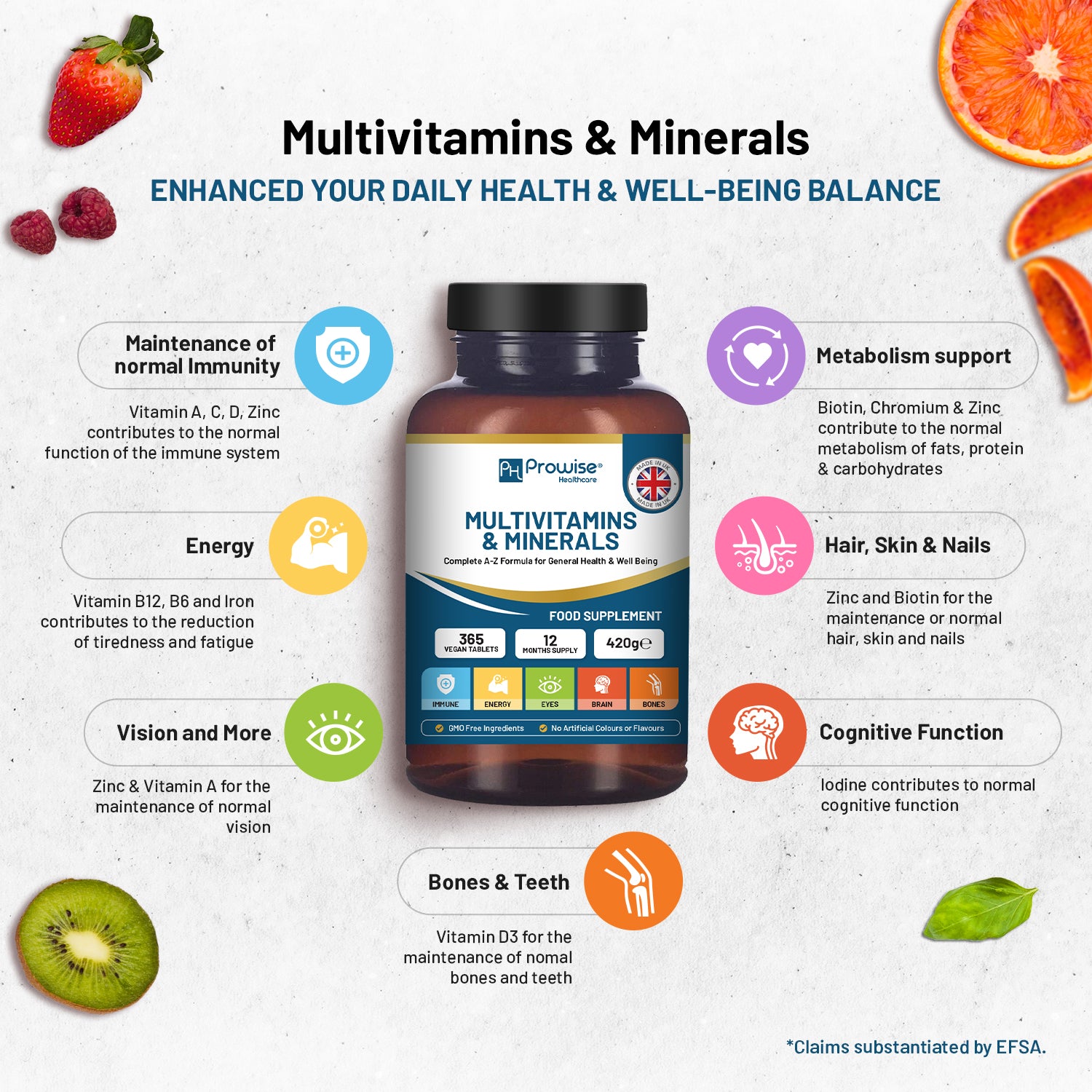 Prowise Healthcare A-Z Multivitamins & Minerals, 365 Vegan Tablets, 26 Active Vitamins & Minerals