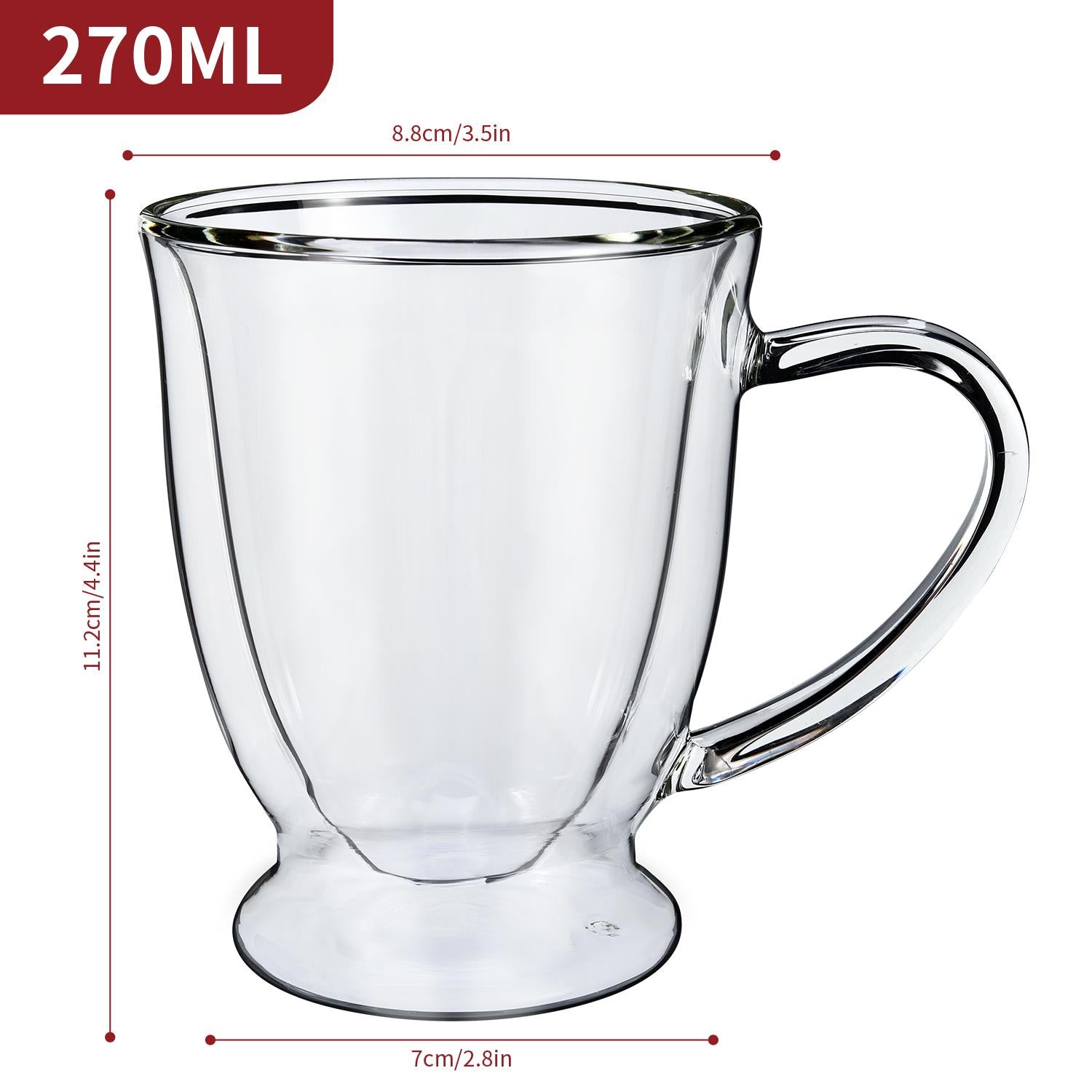 Vinsani Verre Double Wall Glasses Set of 2, 270ml