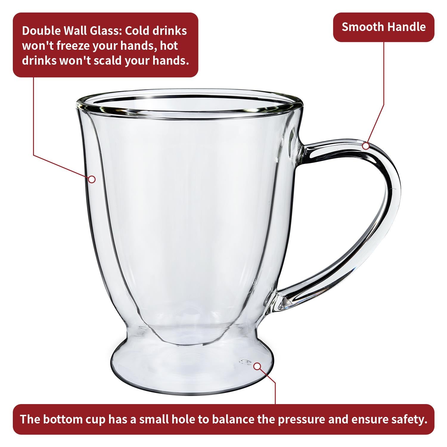 Vinsani Verre Double Wall Glasses Set of 2, 270ml