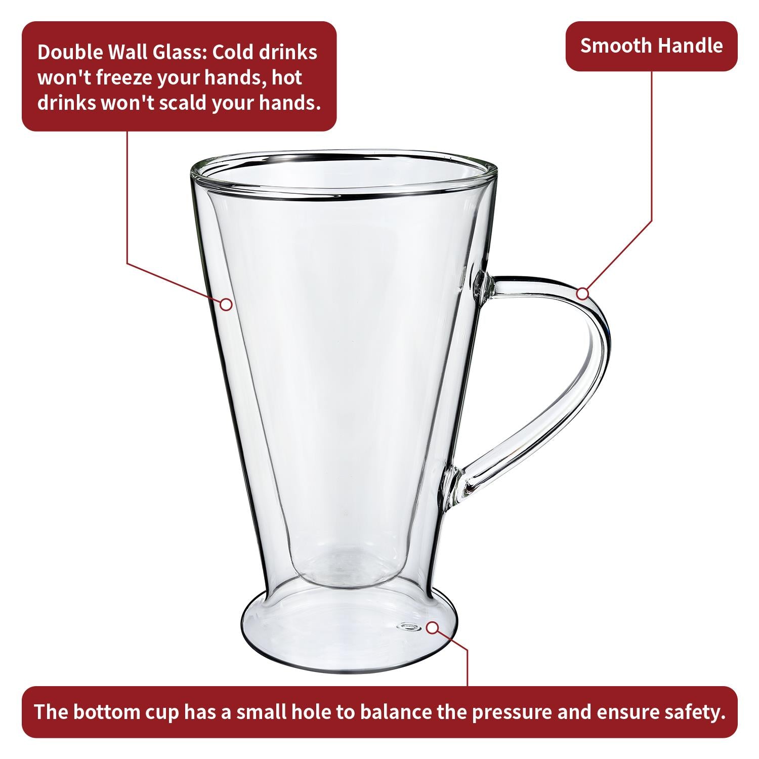 Vinsani Casa Double Walled Glasses, Set of 2, Borosilicate Glass
