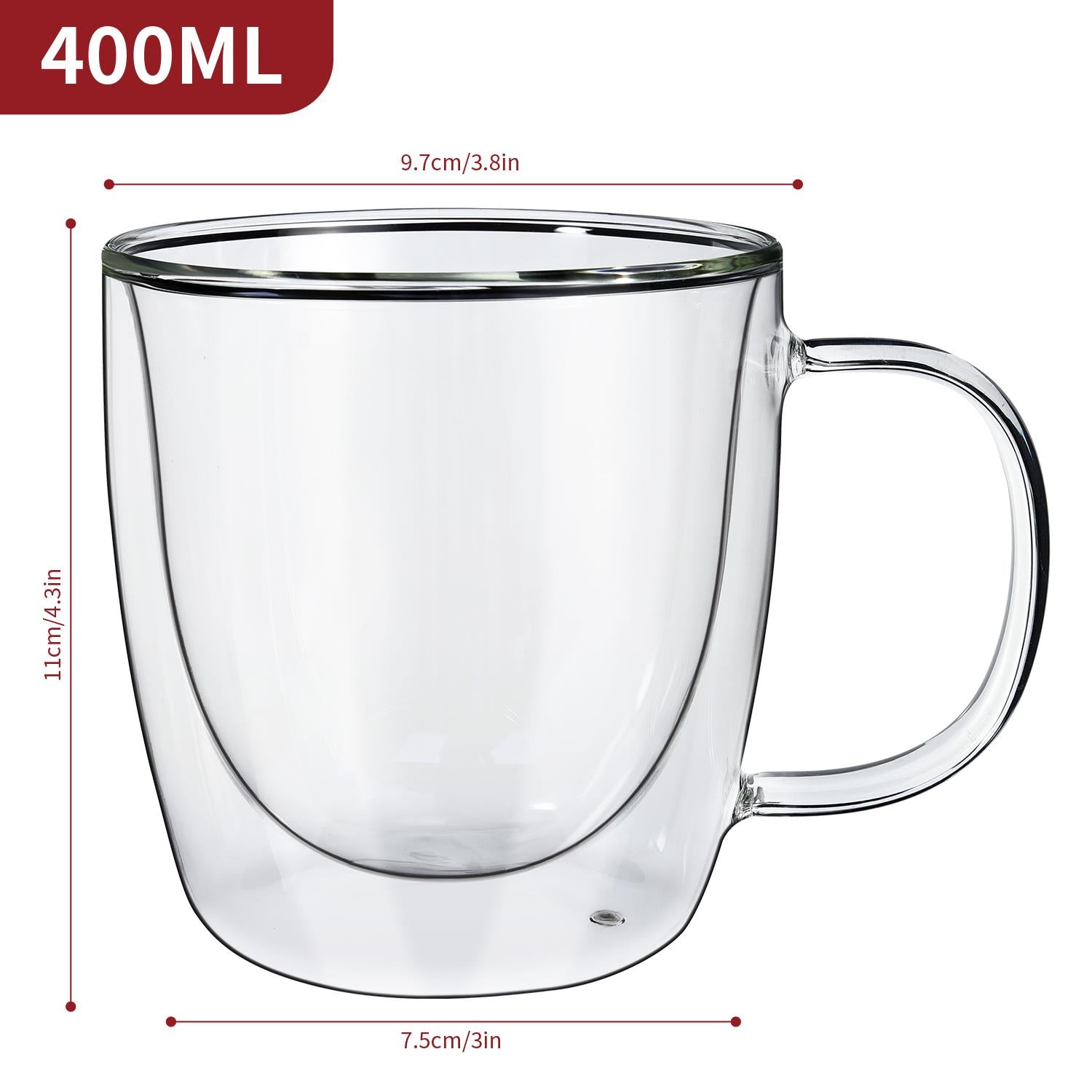 Vinsani Vitrum Double Wall Glasses Set of 2, Borosilicate Glass, Dishwasher Safe