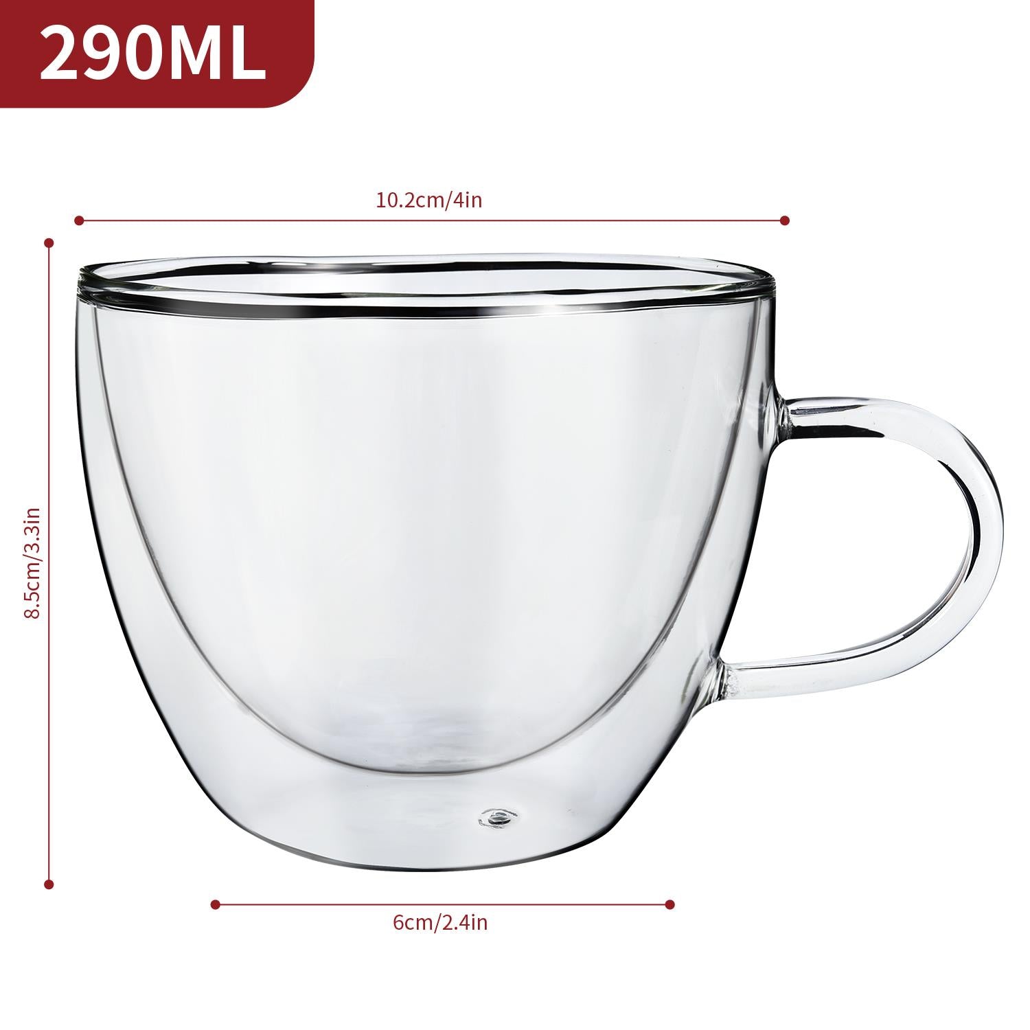 Vinsani Double Wall Borosilicate Glasses Set of 2 Vaso 290ml