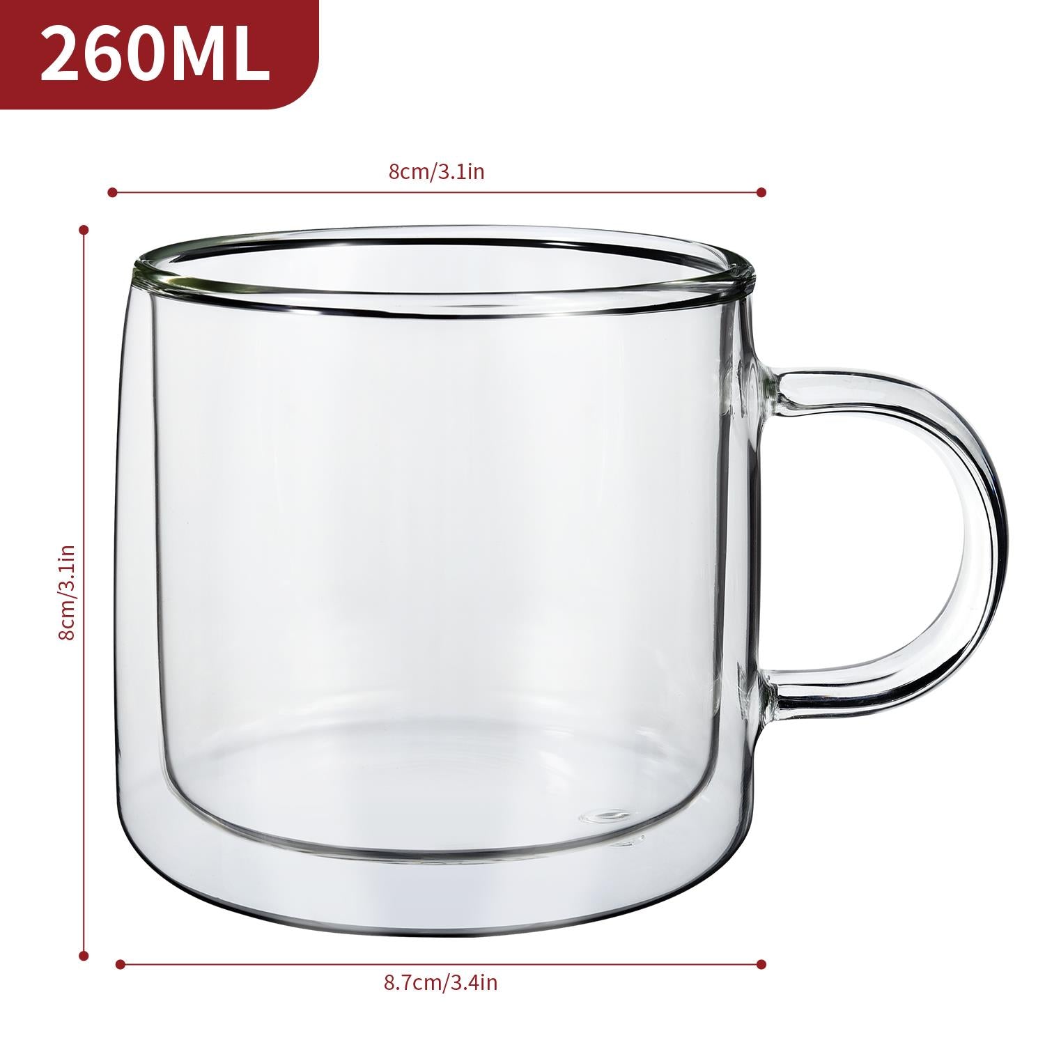 Vinsani Copa 1010310 Double Wall Glasses Transparent Double Walled Cups for Hot and Cold Drinks