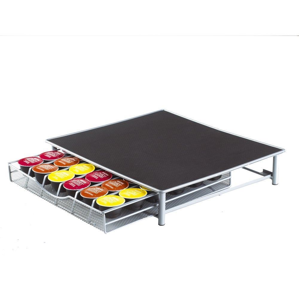 Dolce Gusto Coffee Pod Drawer Stand, Non-Slip Capsule Storage Holder, Holds up to 36 Capsules, Black Carbon Steel Frame