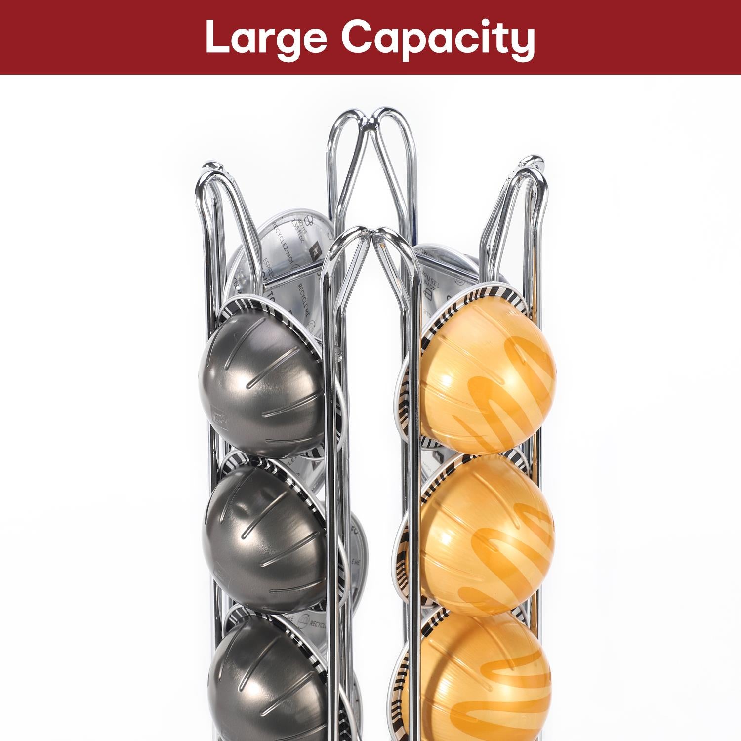 Vinsani Chrome Revolving Coffee Pod Stand for 24 Pods