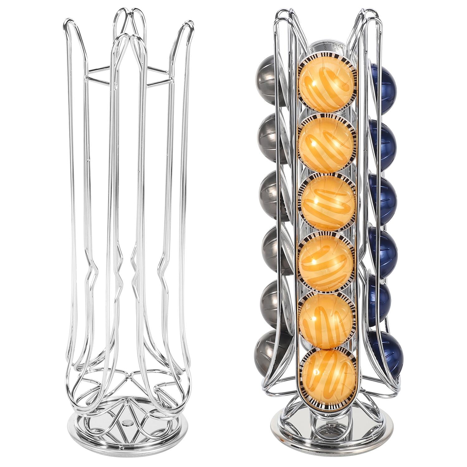 Vinsani Chrome Revolving Coffee Pod Stand for 24 Pods