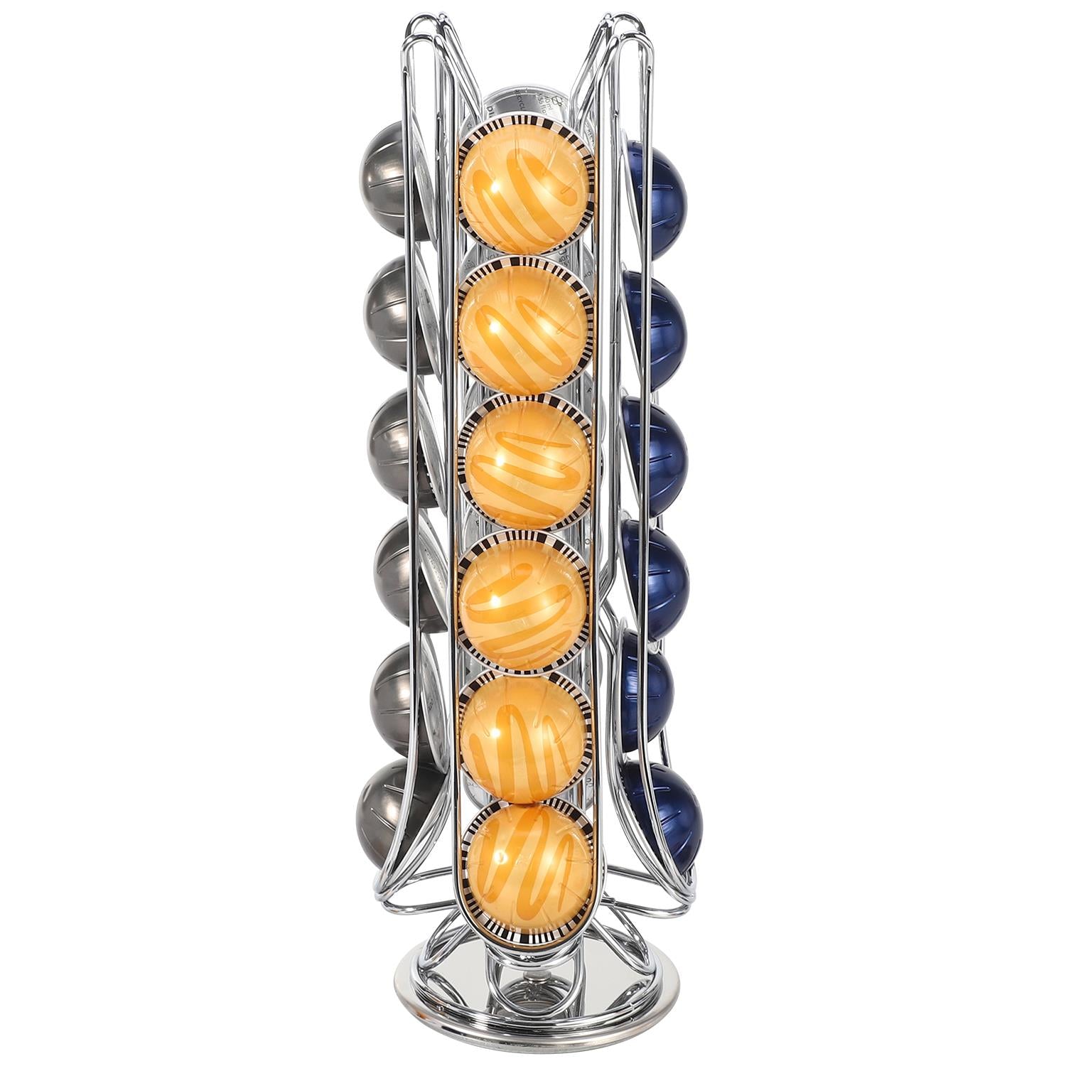 Vinsani Chrome Revolving Coffee Pod Stand for 24 Pods
