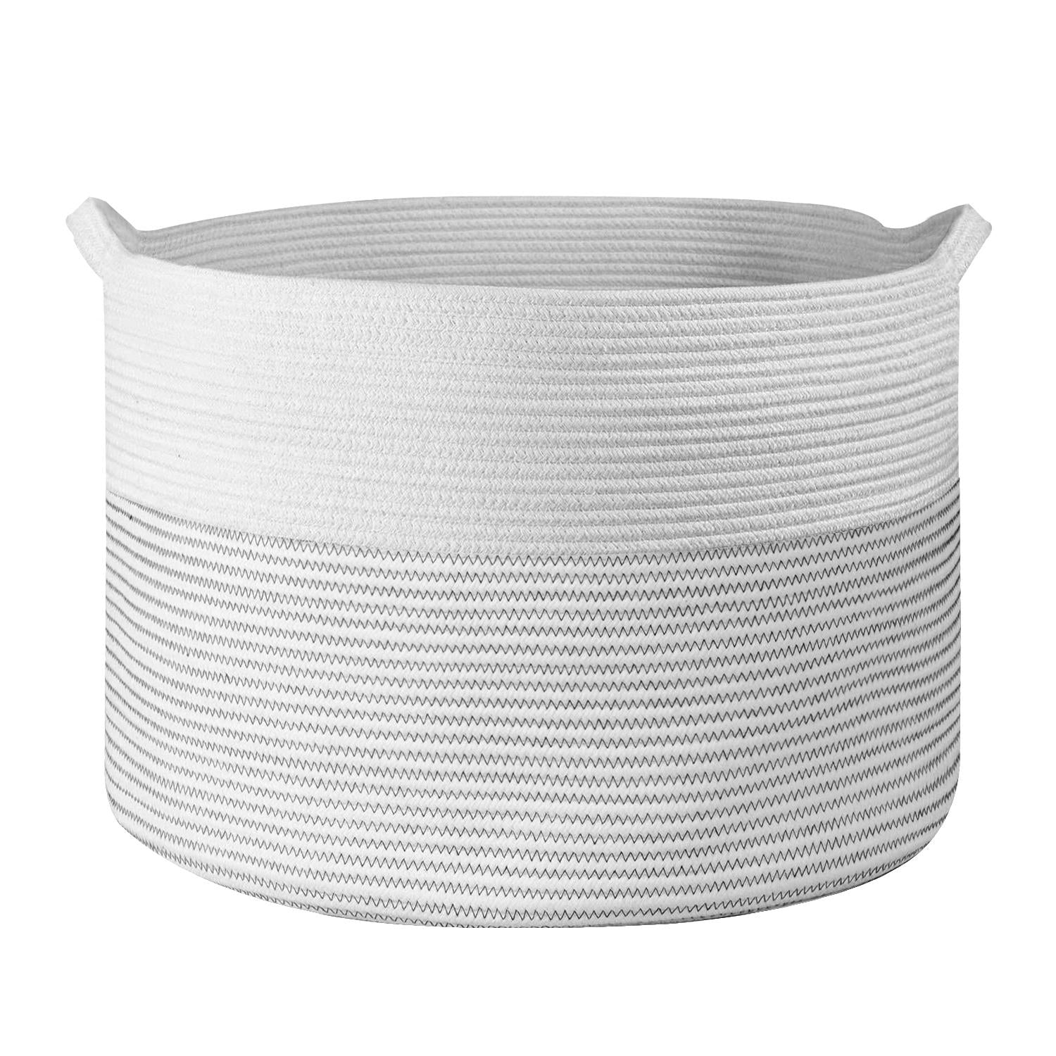 Vinsani Hand-Woven Cotton Rope Laundry Basket Hamper