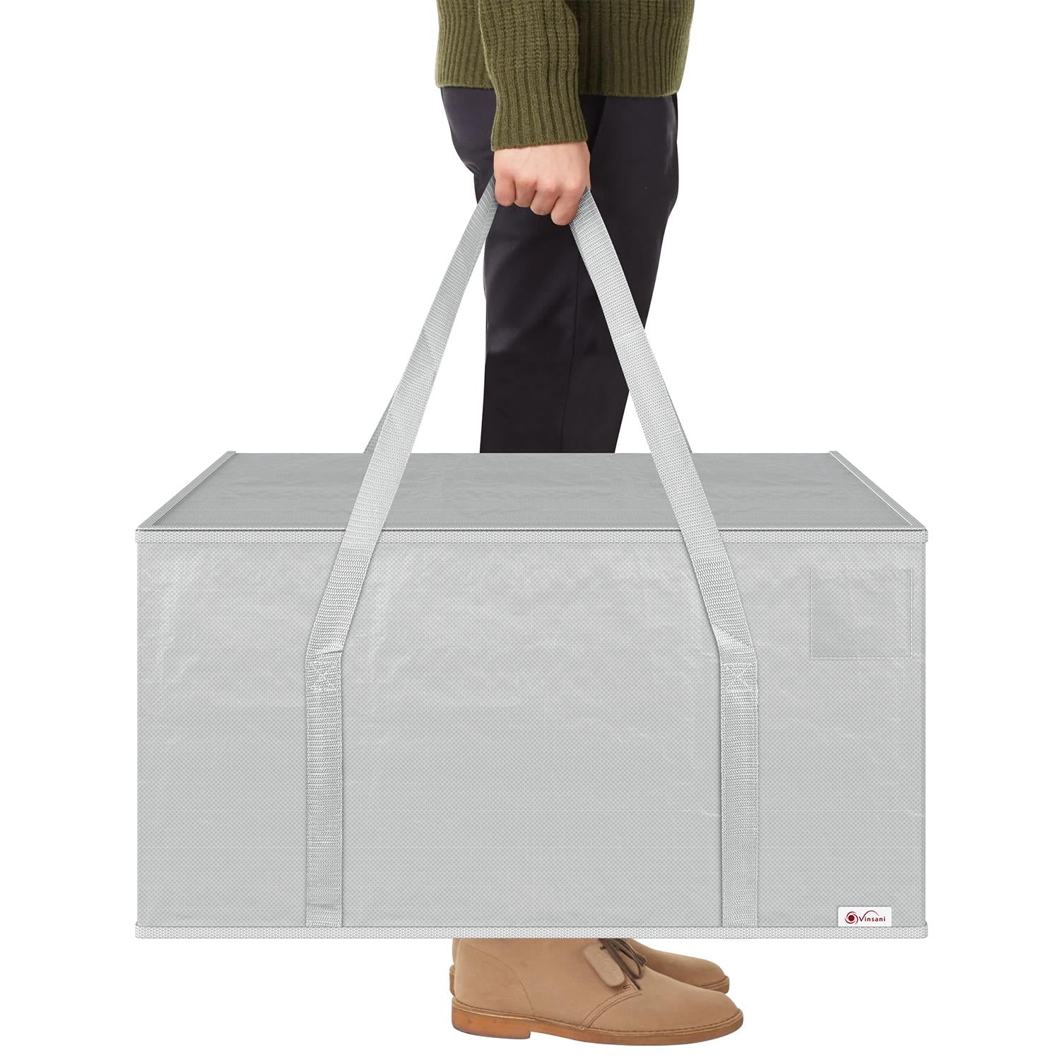 Vinsani 6 Pack Grey Large Moving Bags with Zipper Handles