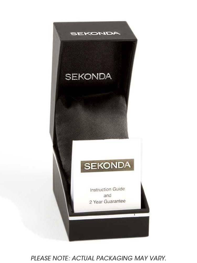 Sekonda Women's Glitter Dial with White Leather Strap Watch