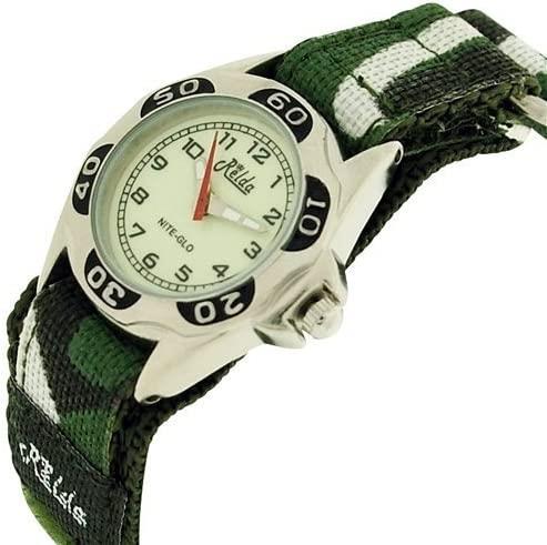 Relda Kids Nite-Glo Luminous Dial Green Camouflage Army Easy Fasten Watch REL64