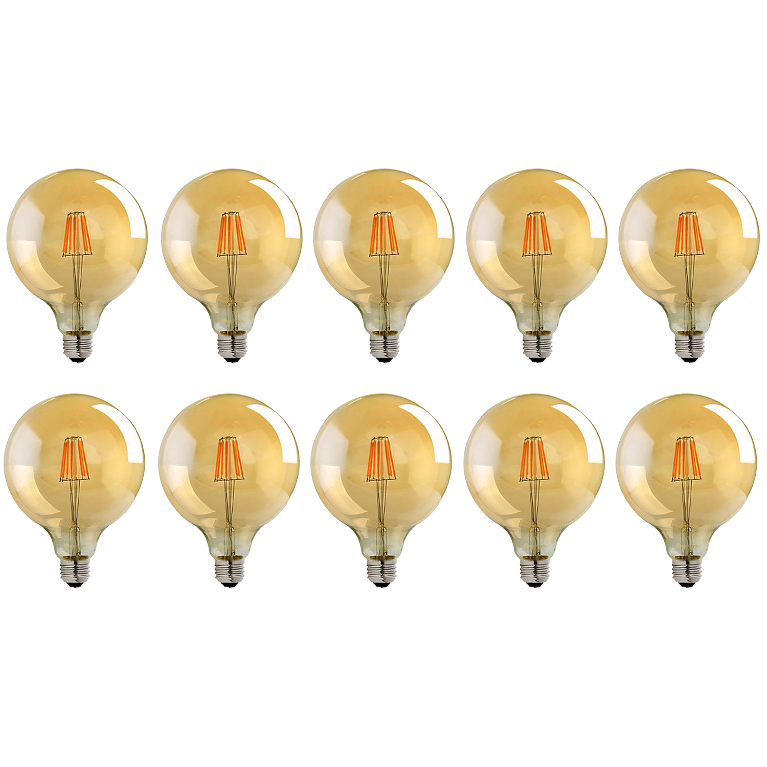 10 Pack E27 Dimmable Vintage LED Edison Bulbs, Amber Glass, Warm White 2700K