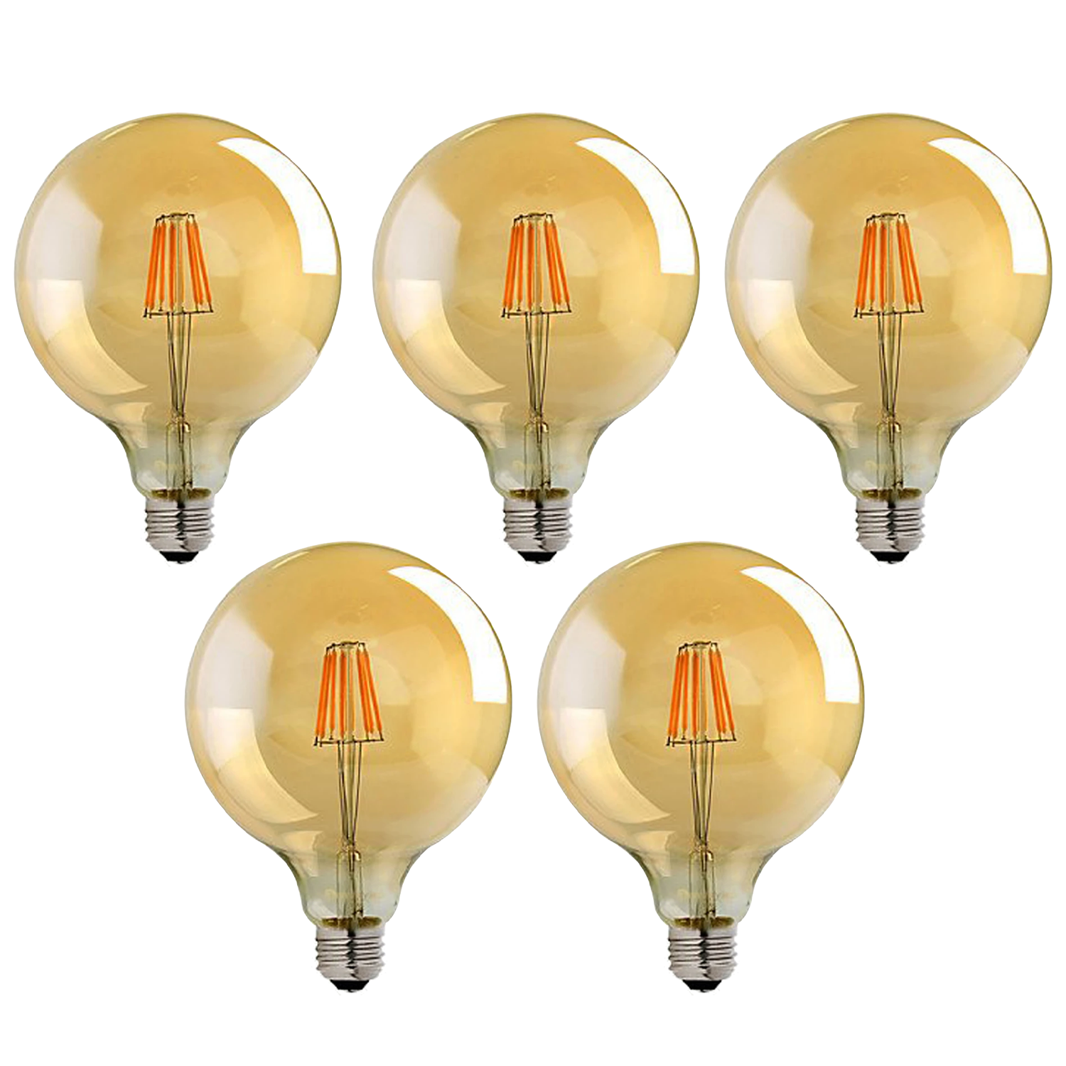 5 Pack E27 Dimmable Amber Glass LED Edison Bulbs, 2700K Warm White