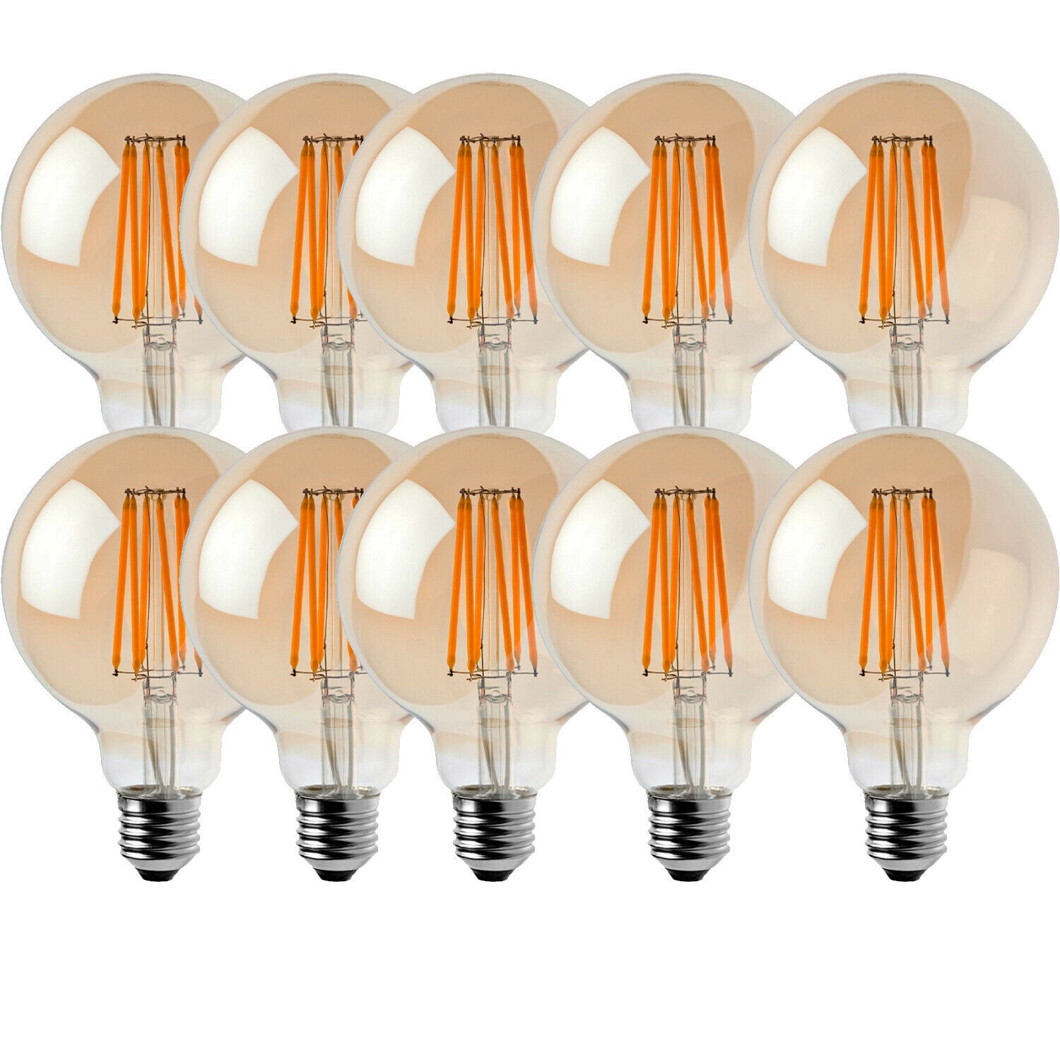 10 Pack E27 Dimmable LED Edison Vintage Amber Glass Bulbs 2700K Warm White