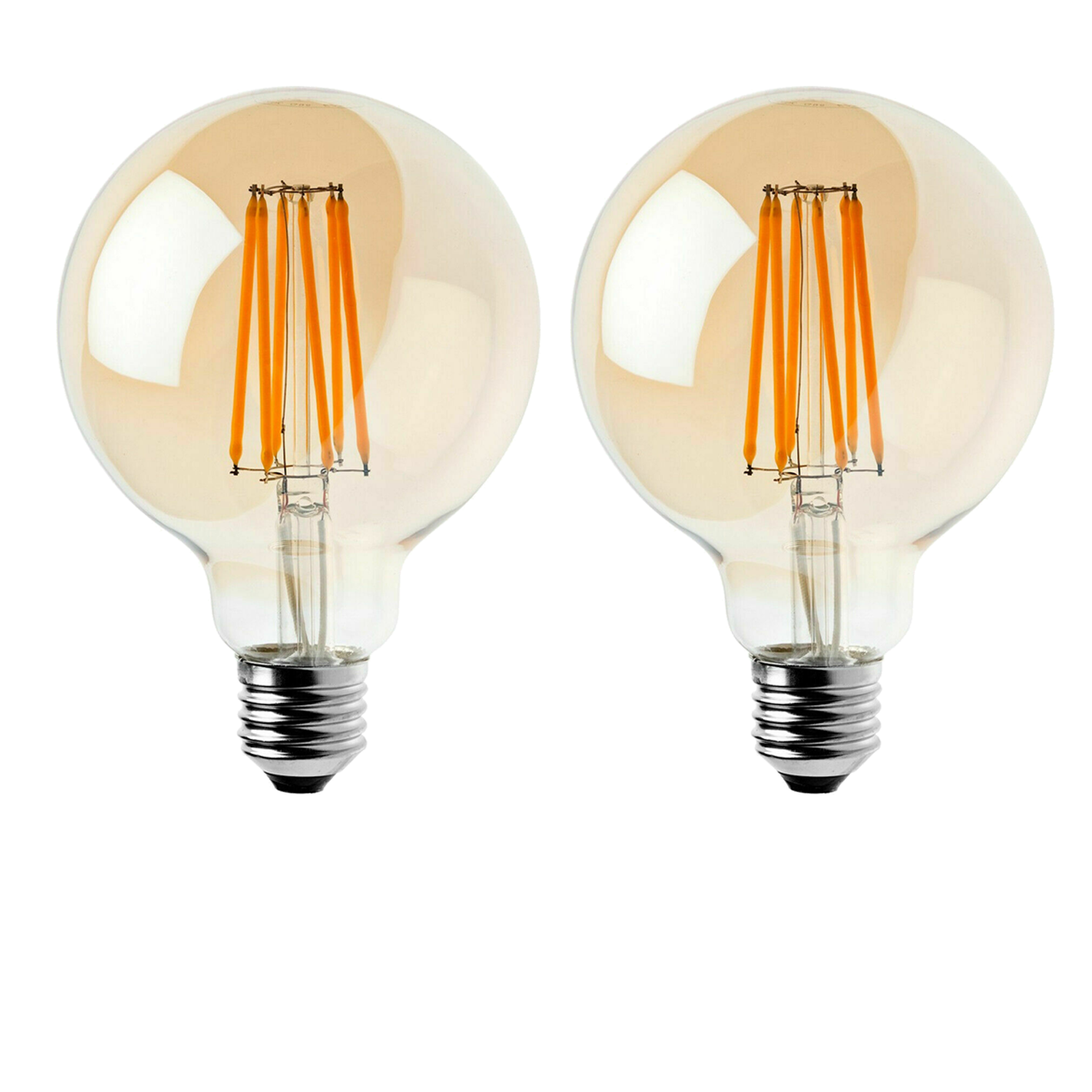 2 Pack E27 Dimmable LED Edison Vintage Amber Glass Bulbs, 2700K, 800lm