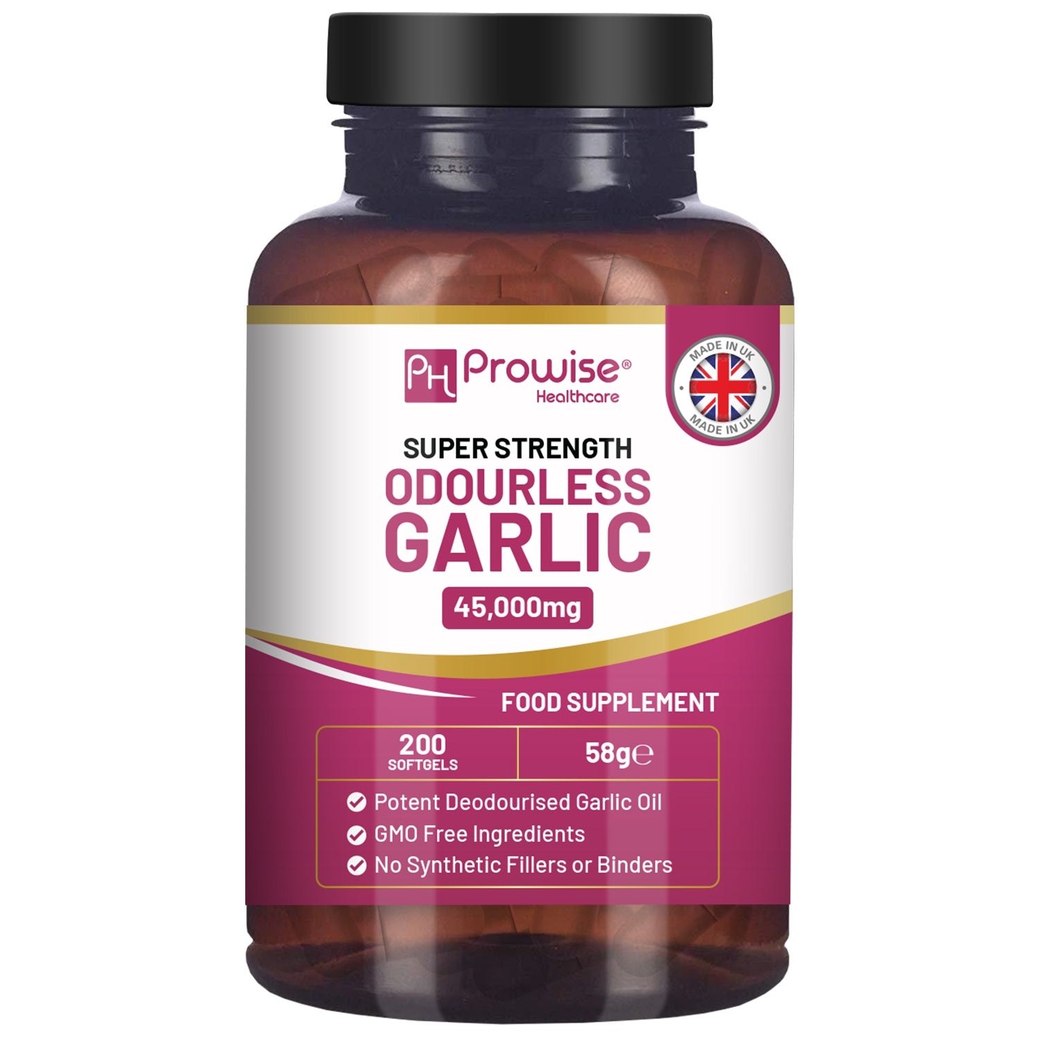 Prowise Odourless Garlic Softgels, 45,000mg Strength, 200 Count