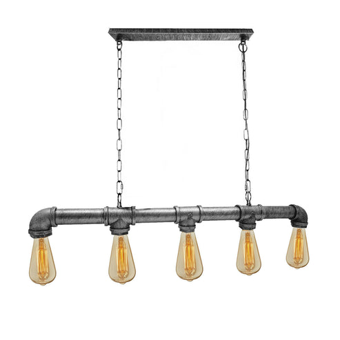 Brushed Silver 5-Light Water Pipe Chandelier Ceiling Light