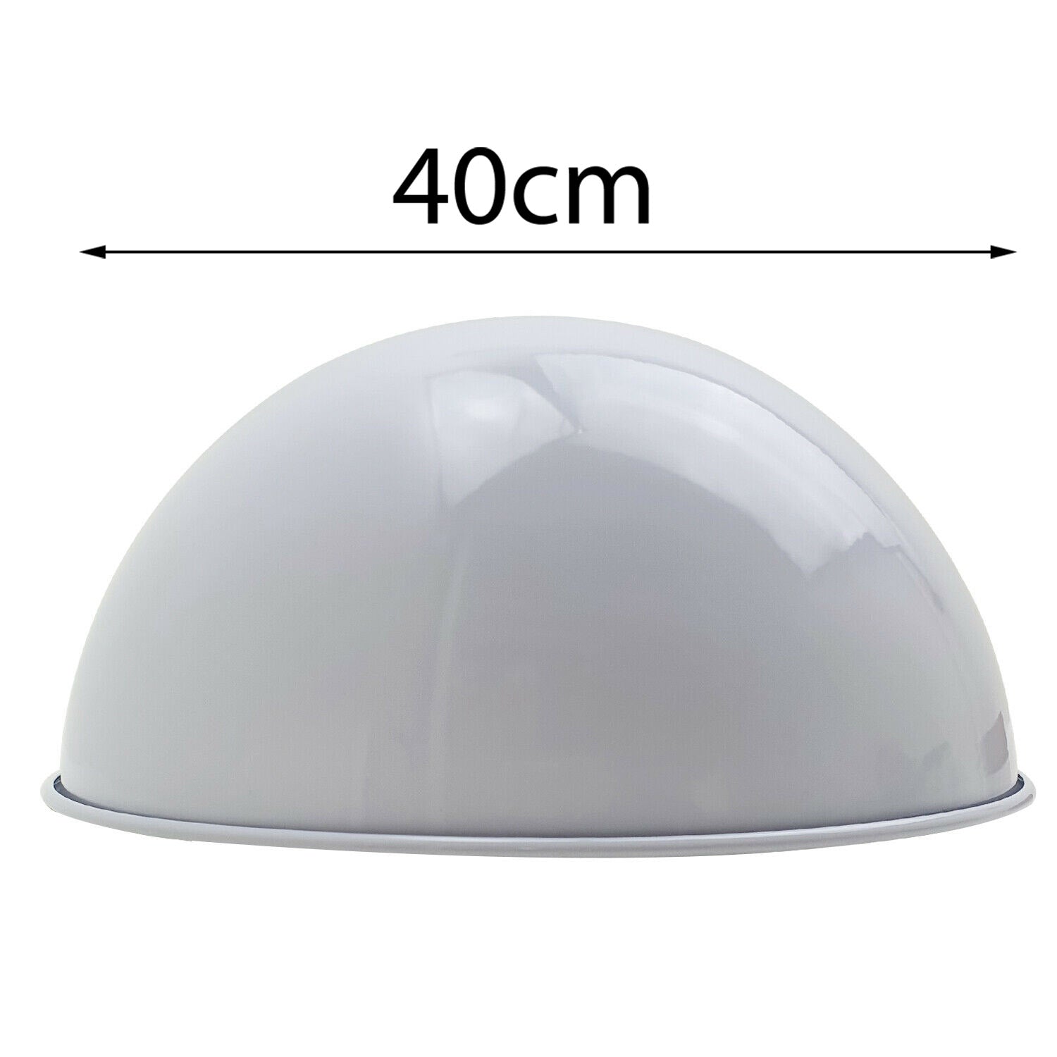 40cm Dome Pendant Ceiling Light Shade, Brushed Nickel Finish, White Inner Hood, Iron Fixture