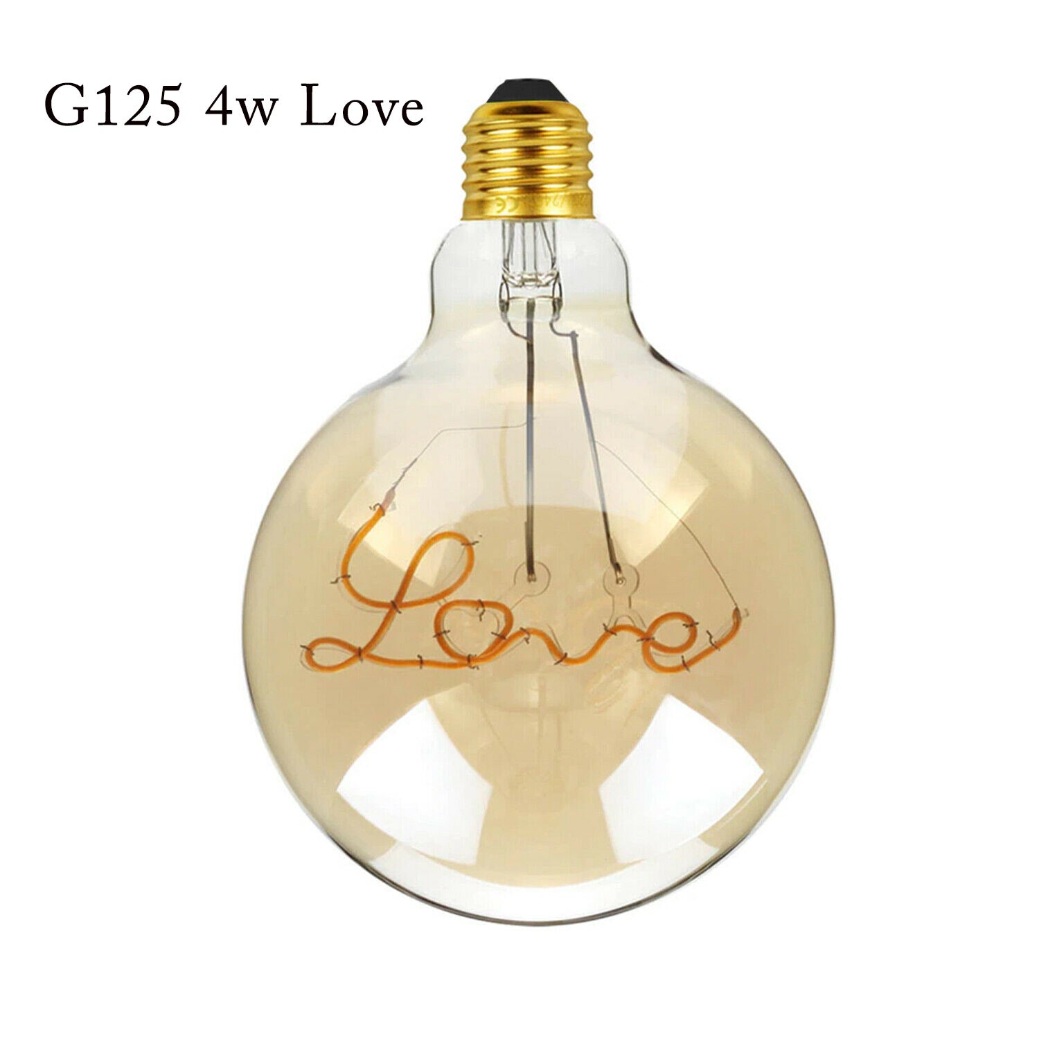 LED G125 E27 4W Filament Glass Retro Warm White Love Bulb